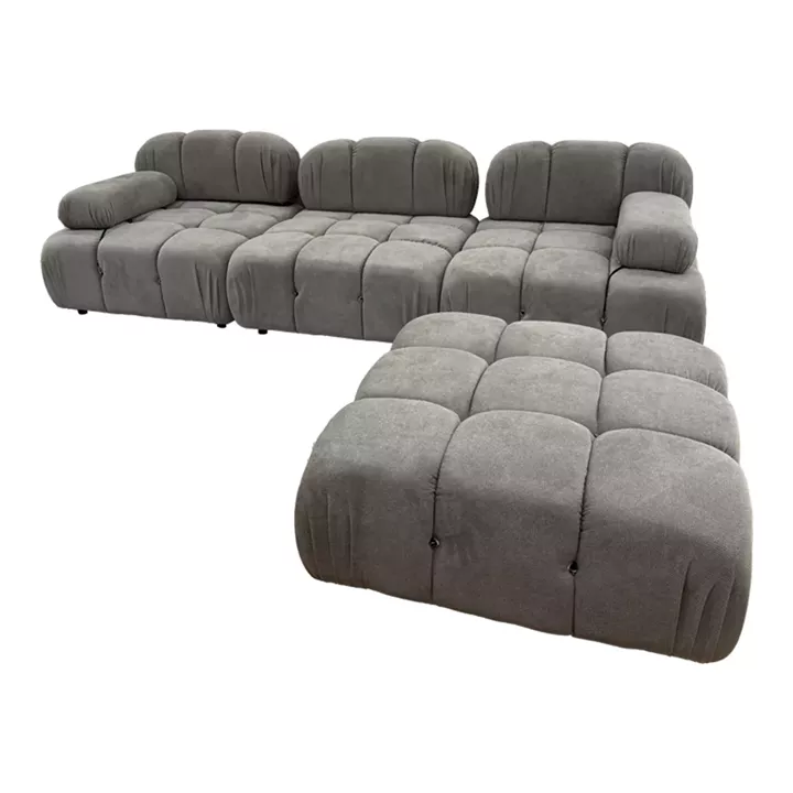 3-seater sofa Hypnotic I pakoworld fabric in grey-beige color 294x98x76cm
