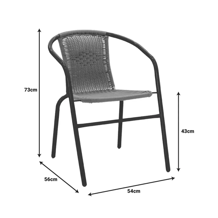 Obbi pakoworld armchair in black metal-pe gray color 54x56x73cm