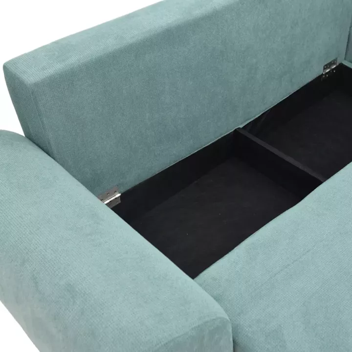 Three-seater sofabed with storage Settee Pakoworld fabric in blue color 286x204x93cm