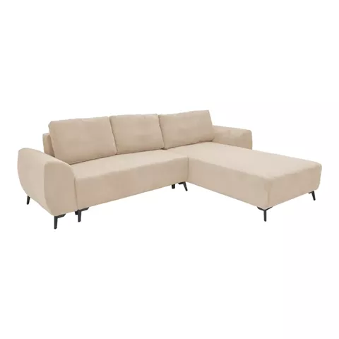 Three-seater sofabed with storage Settee Pakoworld fabric in beige color 286x204x93cm