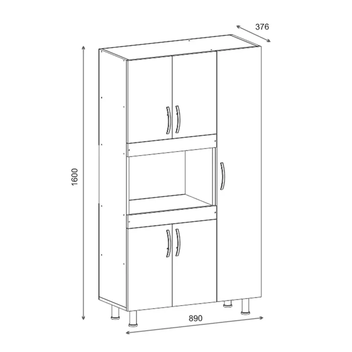 Defne pakoworld kitchen cabinet in white 89x37.5x160cm