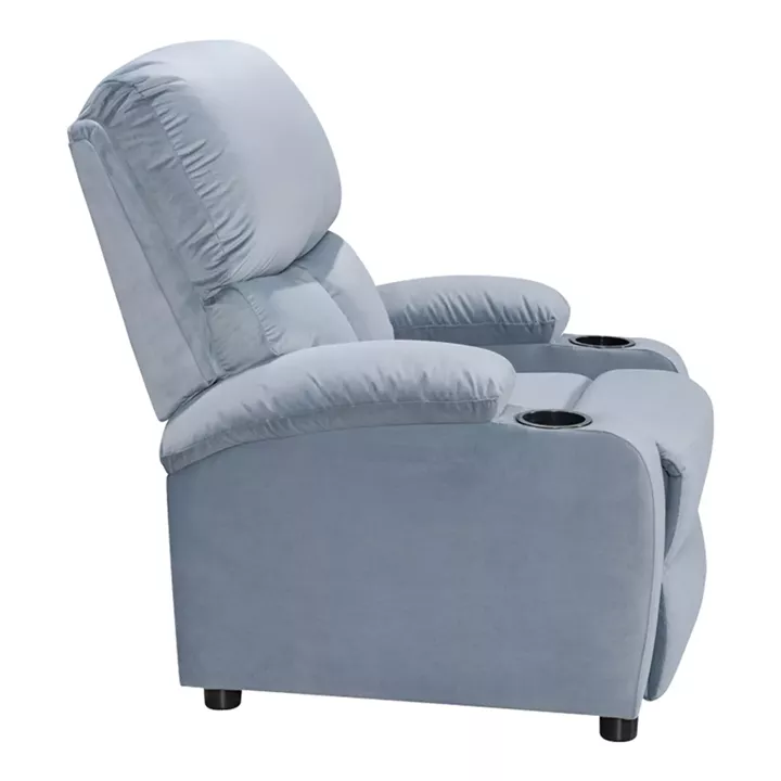 Armchair relax with cupholder Gartia pakoworld velvet in grey color 79x94x102cm