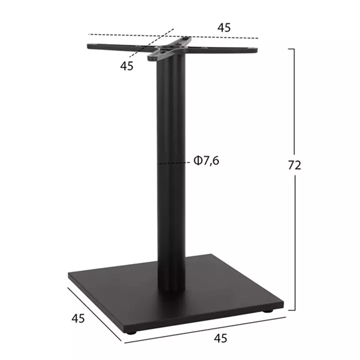 Base metallic Black matte 45x45x72 with adjuster HM438