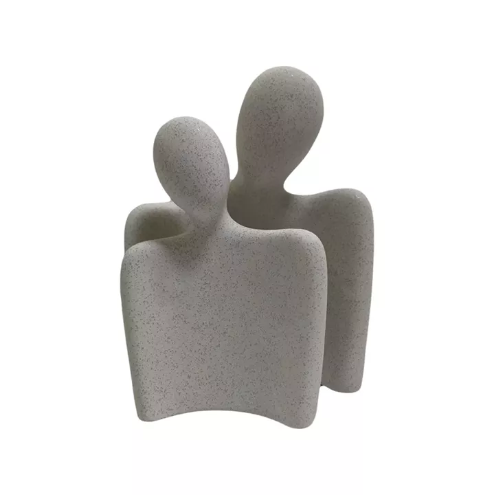 CERAMIC TABLE DECOR 2PCS HUMANS HM4617 OFF WHITE WITH CRYSTALLISATION
