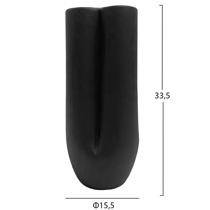 CERAMIC TABLE DECOR GLAZE HM4611.02 MATTE BLACK Φ15.5x33.5Hcm.