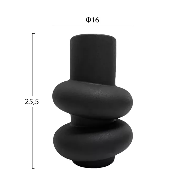 CERAMIC TABLE DECOR ROOK HM4627.02 MATTE BLACK Φ16x25,5Hcm.