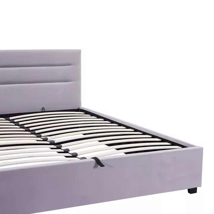 Double bed Molito pakoworld velvet in light grey color with storage160x200cm