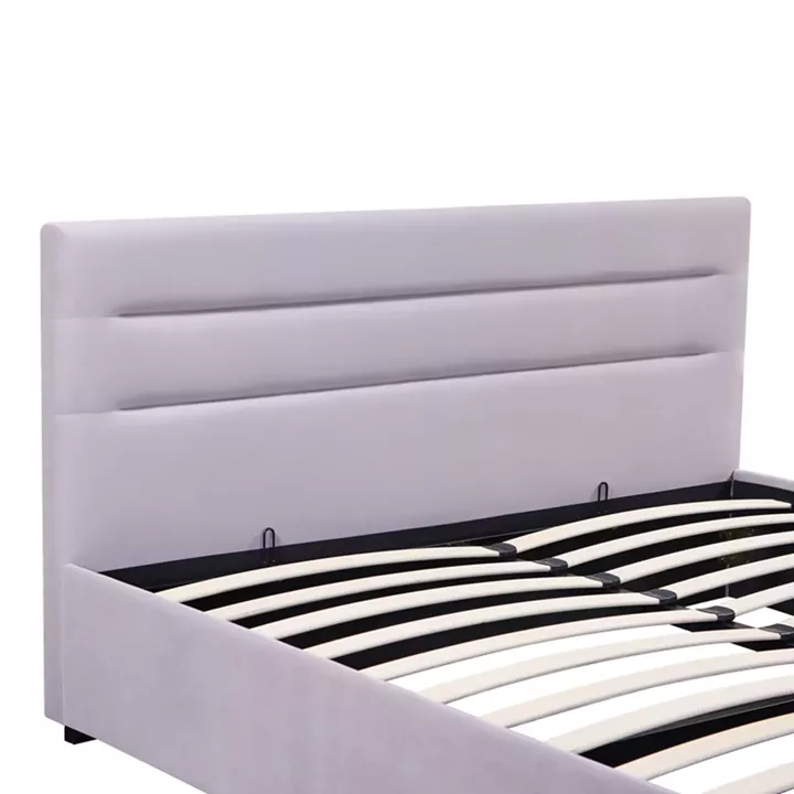Double bed Molito pakoworld velvet in light grey color with storage160x200cm