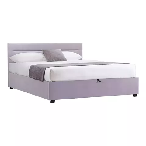Double bed Molito pakoworld velvet in light grey color with storage160x200cm