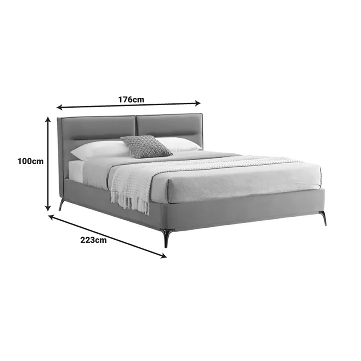 Double bed Ikina pakoworld velvet in light grey color 160x200cm