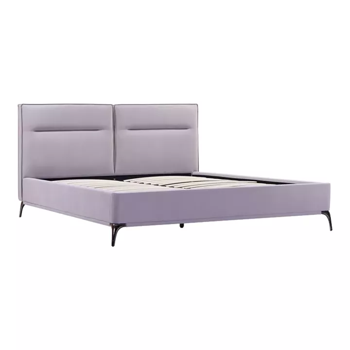 Double bed Ikina pakoworld velvet in light grey color 160x200cm