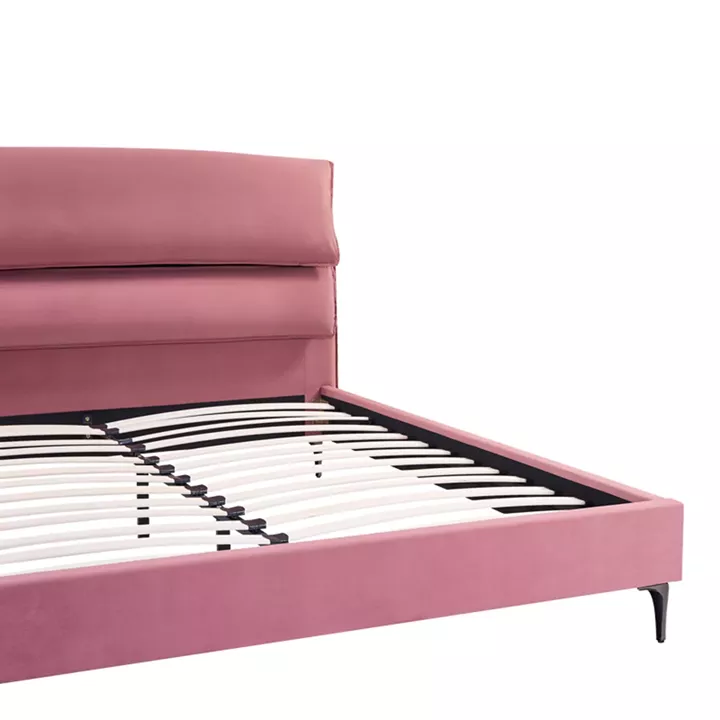 Double bed Aryna pakoworld velvet in pink color 160x200cm