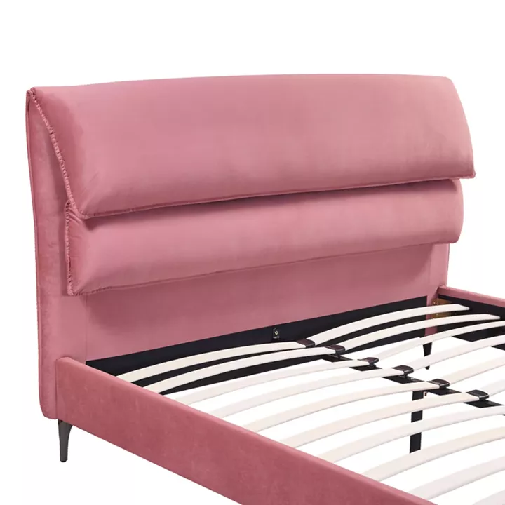 Double bed Aryna pakoworld velvet in pink color 160x200cm