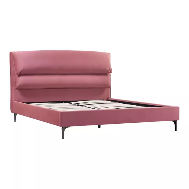 Double bed Aryna pakoworld velvet in pink color 160x200cm