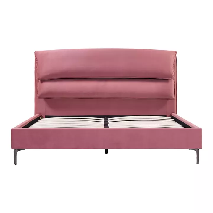 Double bed Aryna pakoworld velvet in pink color 160x200cm