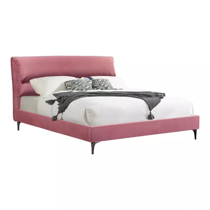 Double bed Aryna pakoworld velvet in pink color 160x200cm
