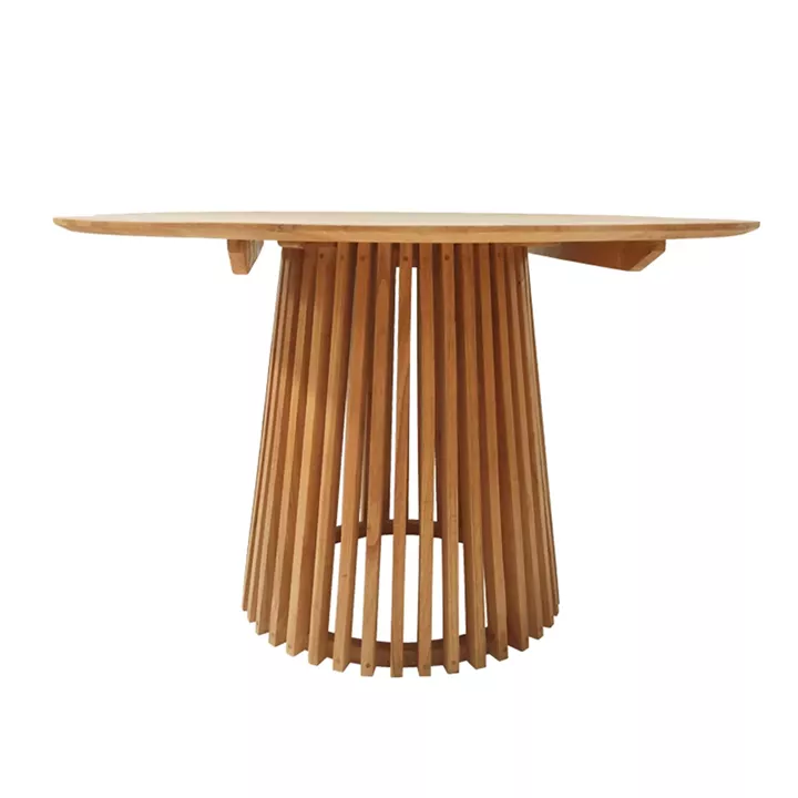 Kalie-Kenda pakoworld dining set 7pcs in natural-beige shade Φ120x75cm