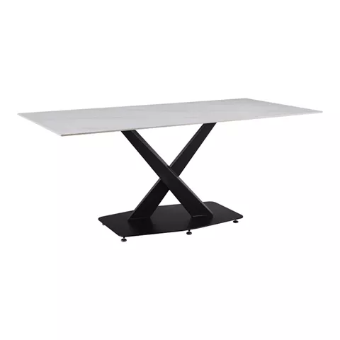 Τραπέζι Tafel pakoword Sintered stone λευκό με μεταλλικά πόδια σε μαύρη απόχρωση 180x90x76εκ