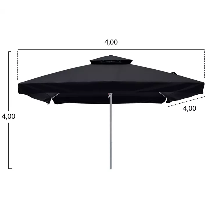 PROFESSIONAL UMBRELLA ALU TELESCOPIC HM6031.03 4x4x2,95-4Μ WITH BLACK ACRYLIC CLOTH