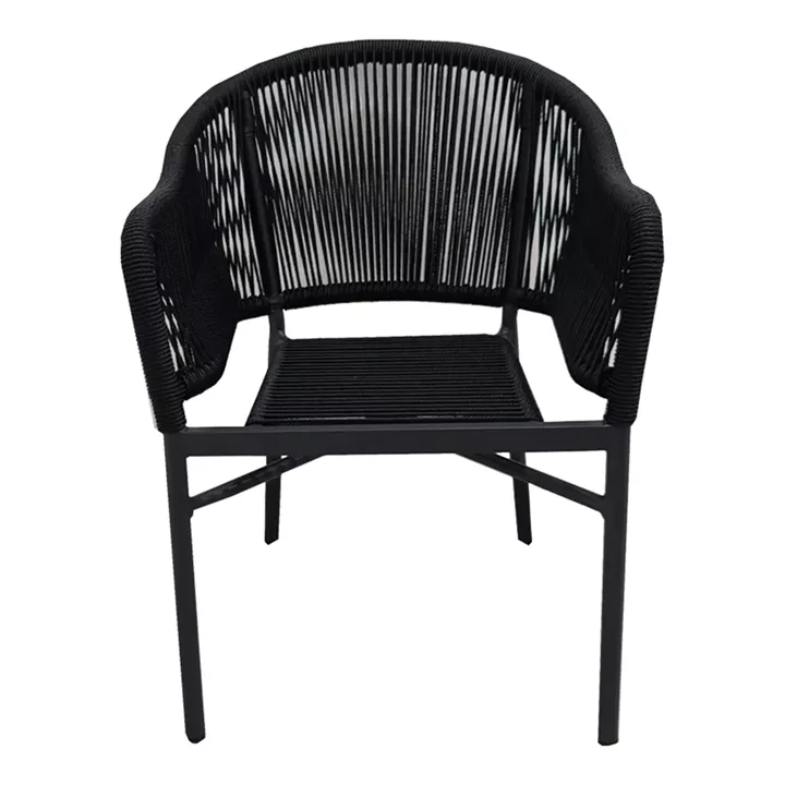 Aluminum armchair Legana pakoworld stackable anthracite frame-rattan 56x66x82cm