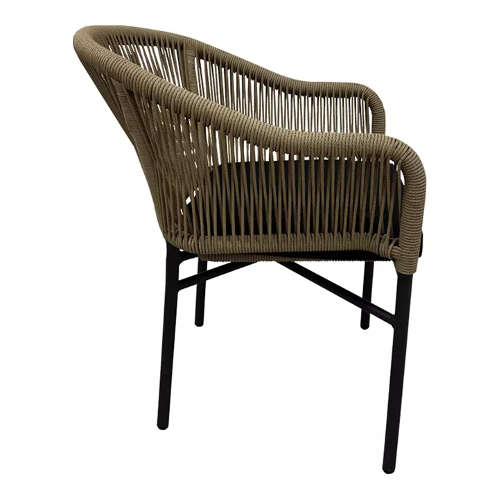 Aluminum armchair Legana pakoworld stackable anthracite frame-natural rattan 56x66x82cm