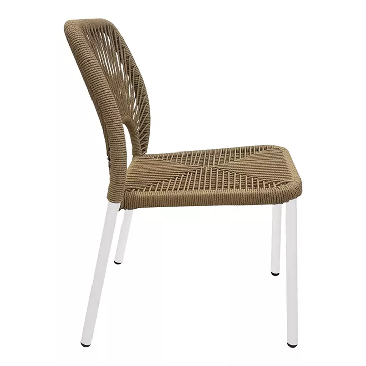 Aluminum chair Norture pakoworld stackable white frame-natural rattan 45x63x82cm