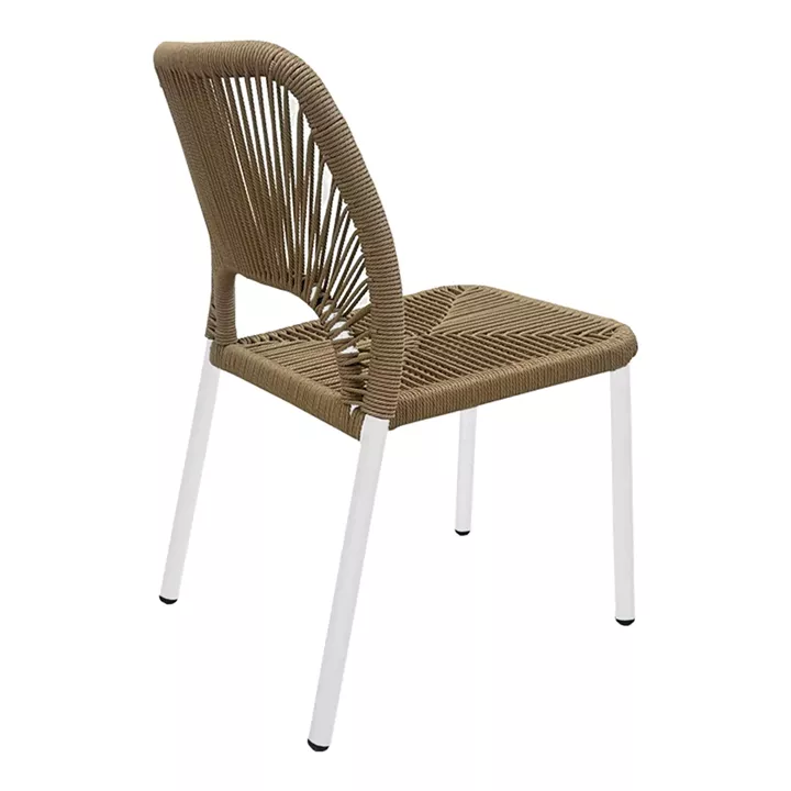 Aluminum chair Norture pakoworld stackable white frame-natural rattan 45x63x82cm
