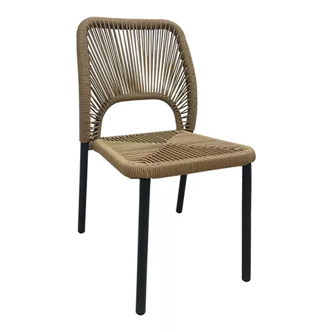 Aluminum chair Norture pakoworld stackable anthracite frame-natural rattan 45x63x82cm