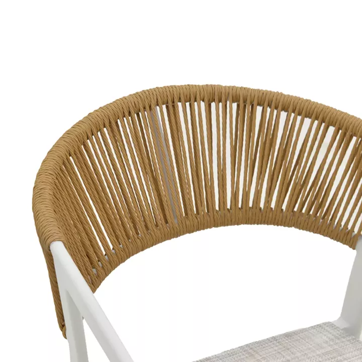Aluminum armchair Glisten pakoworld stackable white frame-textilene natural rattan 58x56x82cm