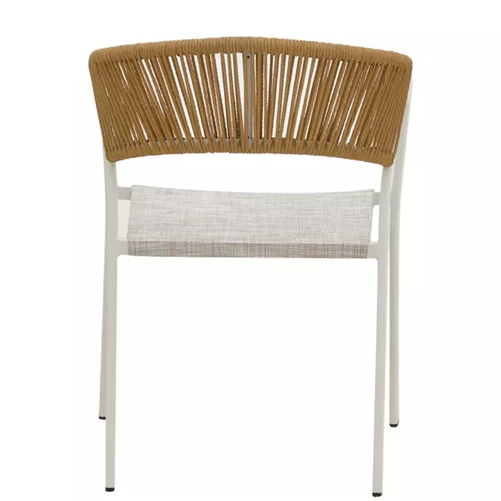 Aluminum armchair Glisten pakoworld stackable white frame-textilene natural rattan 58x56x82cm