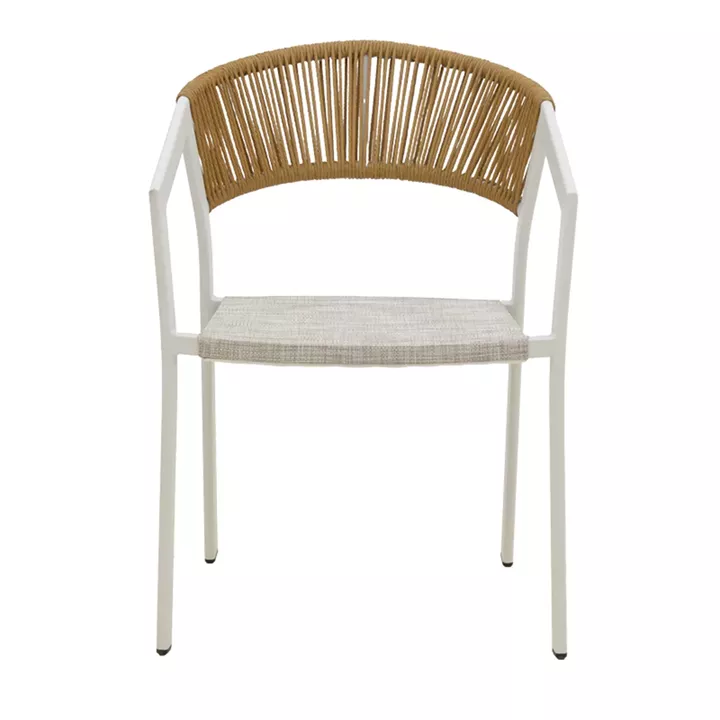 Aluminum armchair Glisten pakoworld stackable white frame-textilene natural rattan 58x56x82cm
