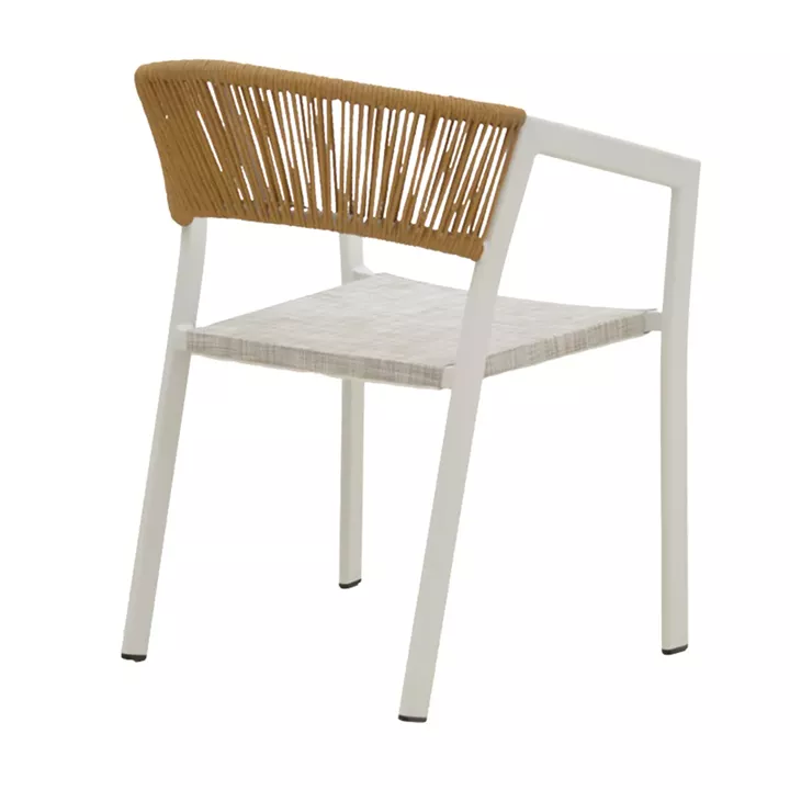 Aluminum armchair Glisten pakoworld stackable white frame-textilene natural rattan 58x56x82cm