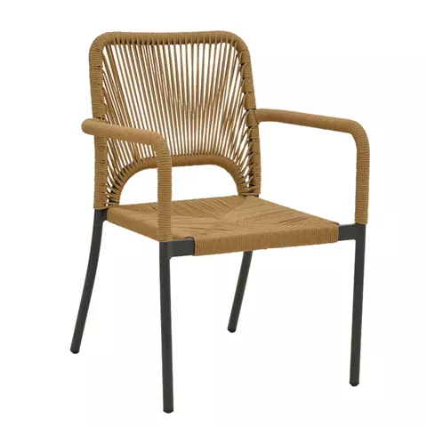Aluminum armchair Norture pakoworld stackable anthracite frame-natural rattan 57x63x82cm