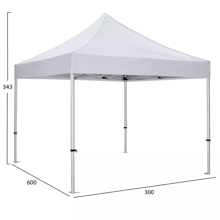 GAZEBO MATTHEW-AL HM6313 FOLDABLE-PROFESSIONAL USE-ALUMINUM FRAME IN SILVER-WHITE SHADE 3x3x3,43Hm