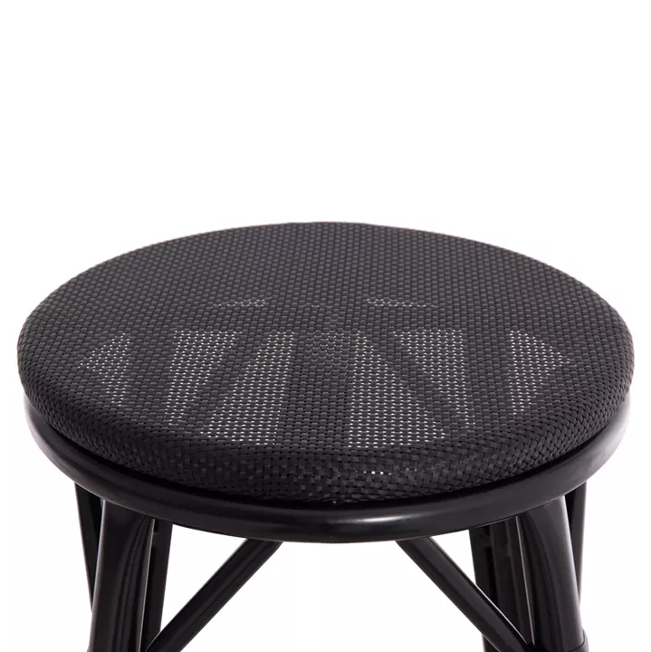 ALUMINUM MEDIUM HEIGHT BAR STOOL CHINO HM6286.02 BAMBOO LOOK & TEXTILENE IN BLACK Φ43x65Hcm.