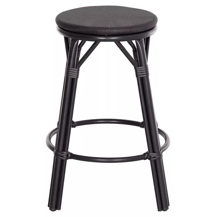 ALUMINUM MEDIUM HEIGHT BAR STOOL CHINO HM6286.02 BAMBOO LOOK & TEXTILENE IN BLACK Φ43x65Hcm.