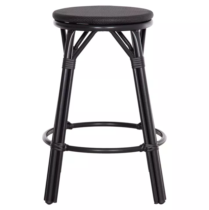 ALUMINUM MEDIUM HEIGHT BAR STOOL CHINO HM6286.02 BAMBOO LOOK & TEXTILENE IN BLACK Φ43x65Hcm.