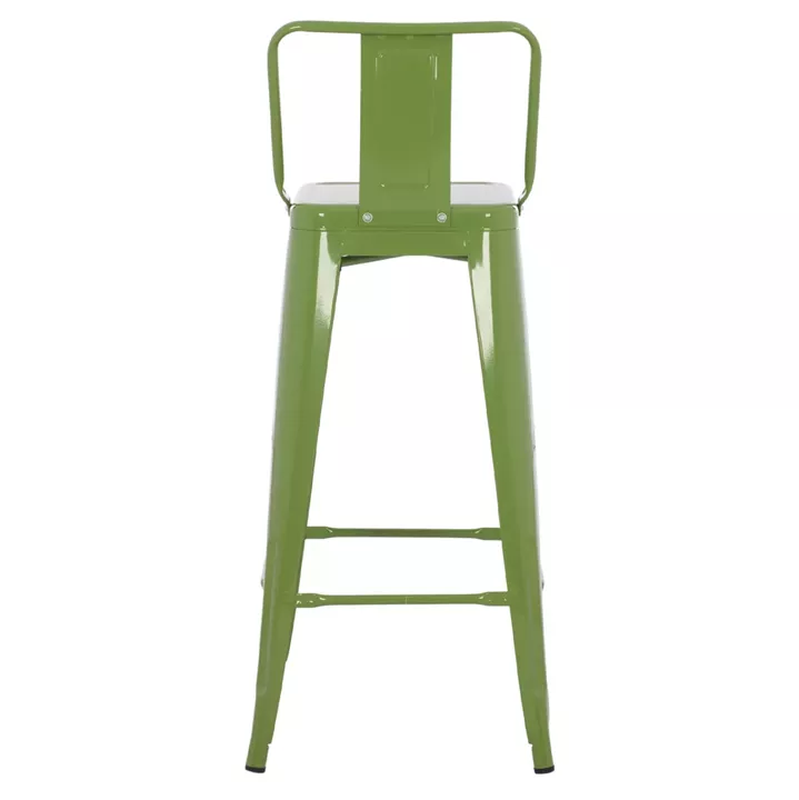 BAR STOOL WITH BACKREST MELITA-PRO HM98643.53 METAL IN LIGHT OLIVE GREEN 42x42x100Hcm.