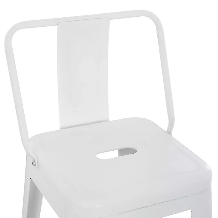 BAR STOOL WITH BACKREST MELITA-PRO HM8643.41 METAL IN MATTE WHITE 42x42x100Hcm.