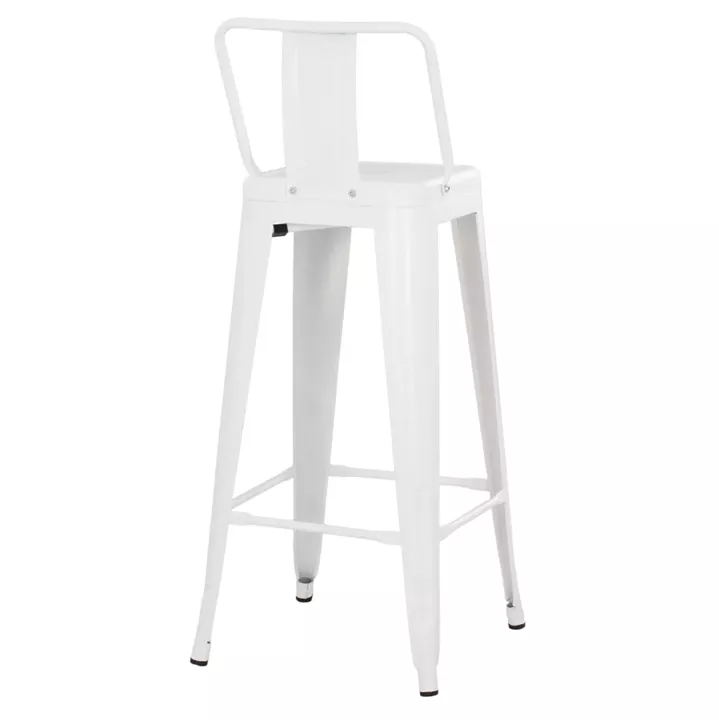 BAR STOOL WITH BACKREST MELITA-PRO HM8643.41 METAL IN MATTE WHITE 42x42x100Hcm.