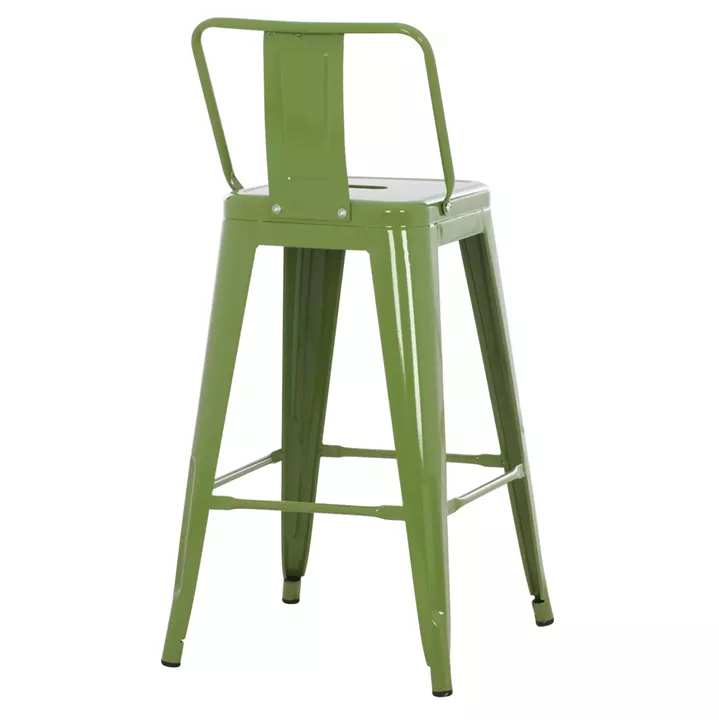 BAR STOOL MEDIUM HEIGHT MELITA-PRO HM8574.53 METAL IN LIGHT OLIVE GREEN 43x43x88Hcm.