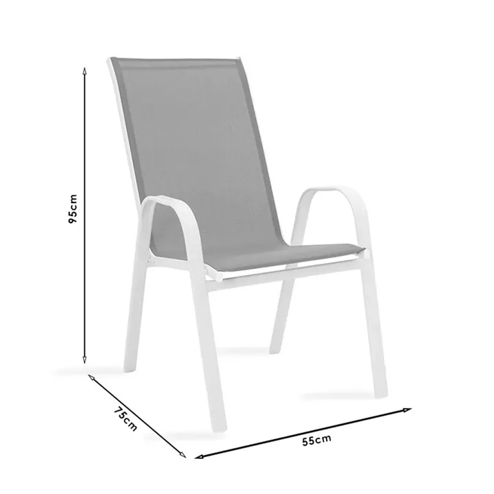 Garden dining set 3pcs Calan-Watson pakoworld metal white-textilene brown