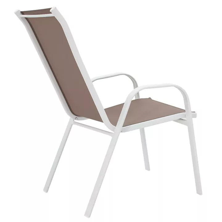 Garden dining set 3pcs Calan-Watson pakoworld metal white-textilene brown