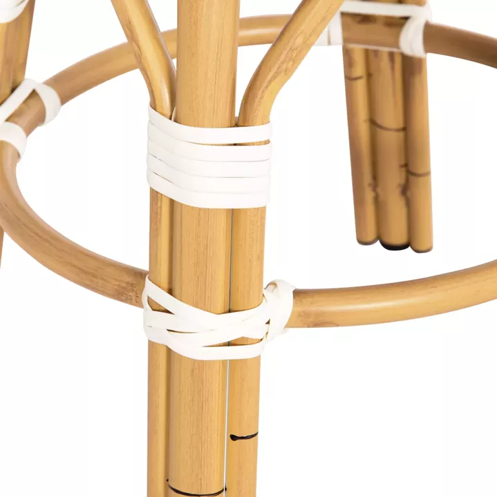 ALUMINUM ROUND STOOL CHINO HM6285.05 BAMBOO LOOK-TEXTILENE WHITE & BLUE Φ36x46Hcm.