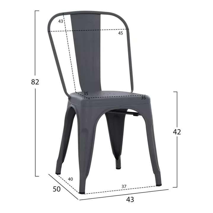 DINING CHAIR MELITA-PRO HM8641.50 METAL IN GREY 44x47x84.5Hcm.