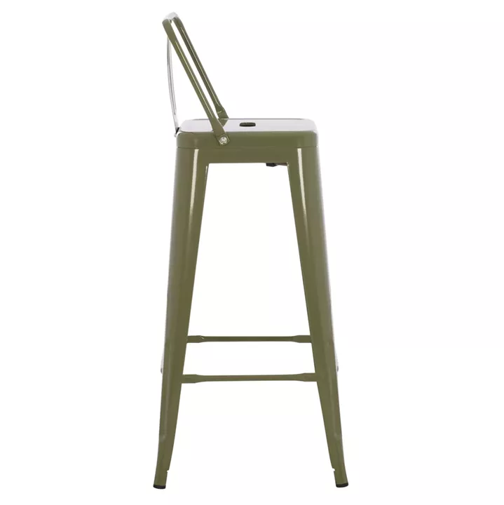 BAR STOOL WITH BACKREST MELITA-PRO HM8643.43 METAL IN DARK OLIVE GREEN 42x42x100Hcm.