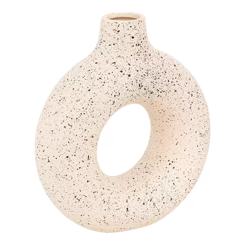 Vase Circkly pakoworld ceramic in white-black color 27x9.5x30cm
