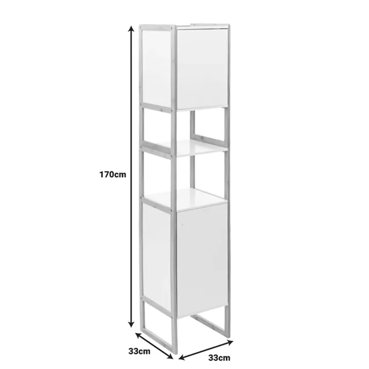 Wall cabinet-column Derfen pakoworld mdf in white-natural color 33x33x170cm