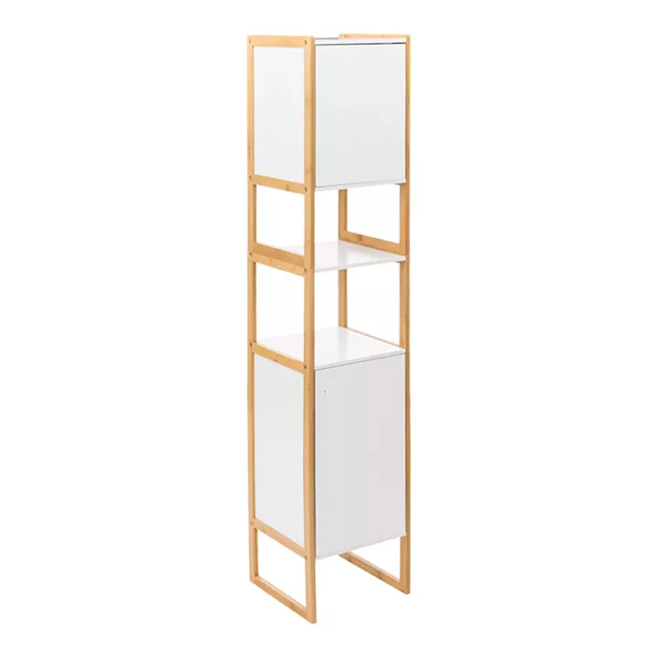 Wall cabinet-column Derfen pakoworld mdf in white-natural color 33x33x170cm