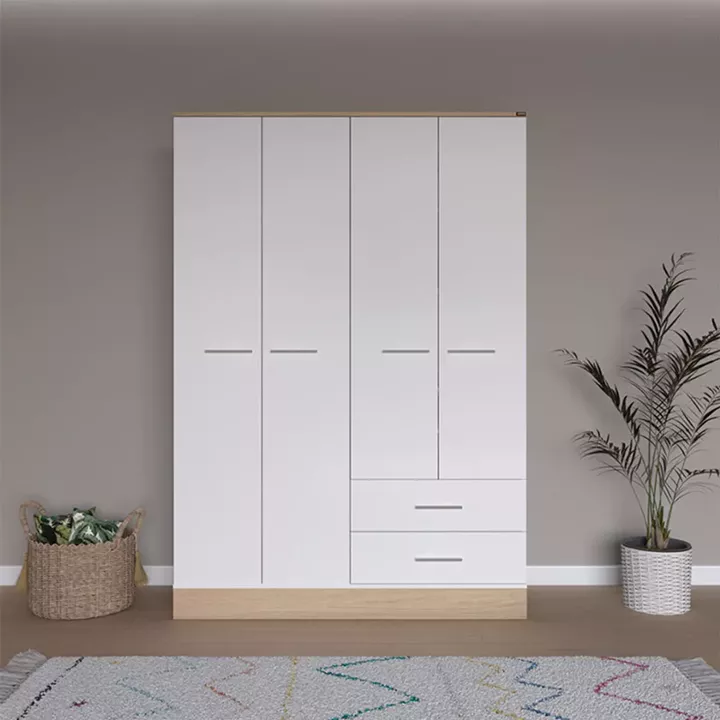 Harmony pakoworld four-door wardrobe in oak-white shade 137x52x198cm
